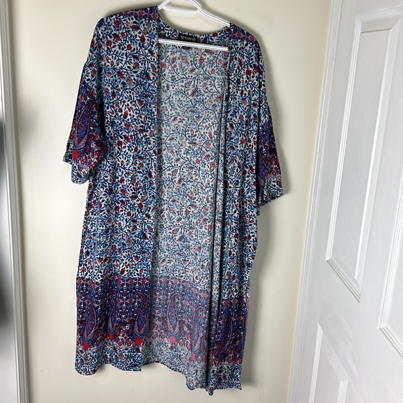 Revamped Boho Parsley Maxi Slit Kimono Duster Size Medium - Picture 11 of 14